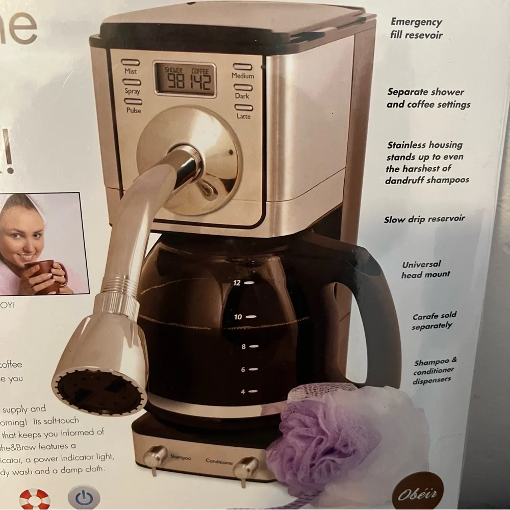 NEW Bathe & Brew Prank Fake Funny COFFEE MAKER SHOWER PARODY Joke Gift Box